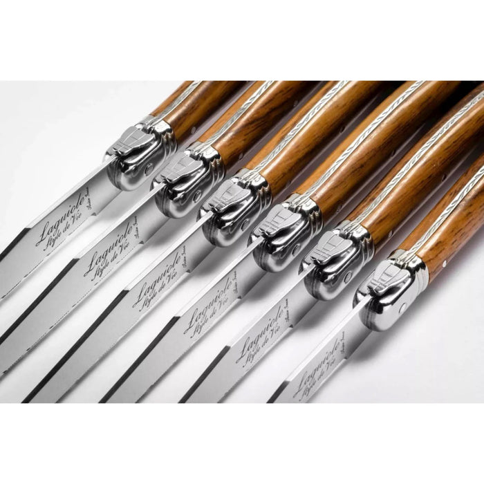 Laguiole By Andre Verdier 4" 6-Piece Dark Wood Steak Knife Set with Knife Block