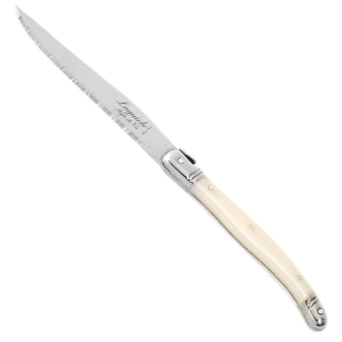 Laguiole By Andre Verdier 4" 6-Piece Pearl Steak Knife Set with Knife Block