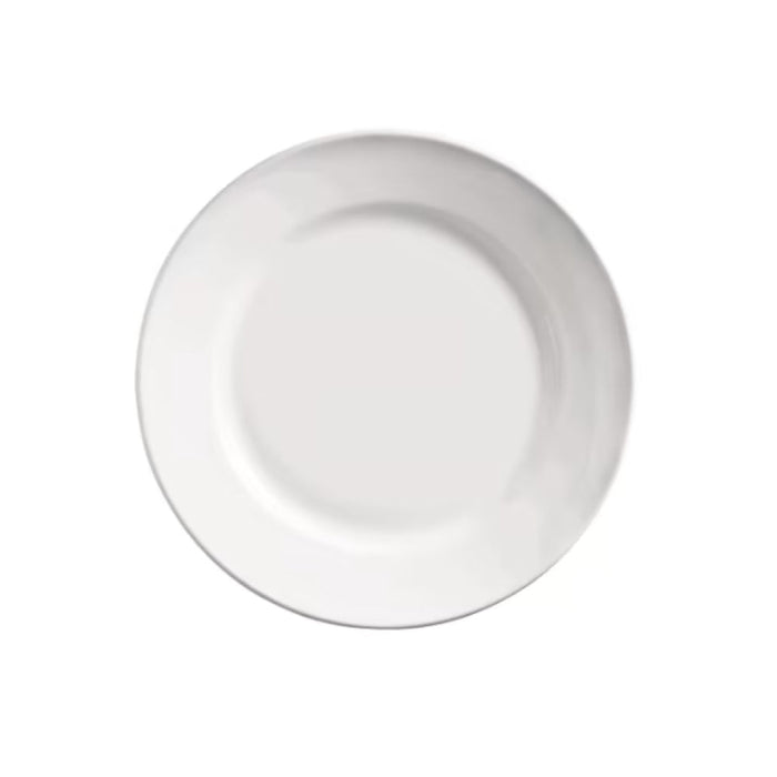 Libbey World Tableware Porcelana 12" Round White Wide Rim Porcelain Plate - 840-445R-12