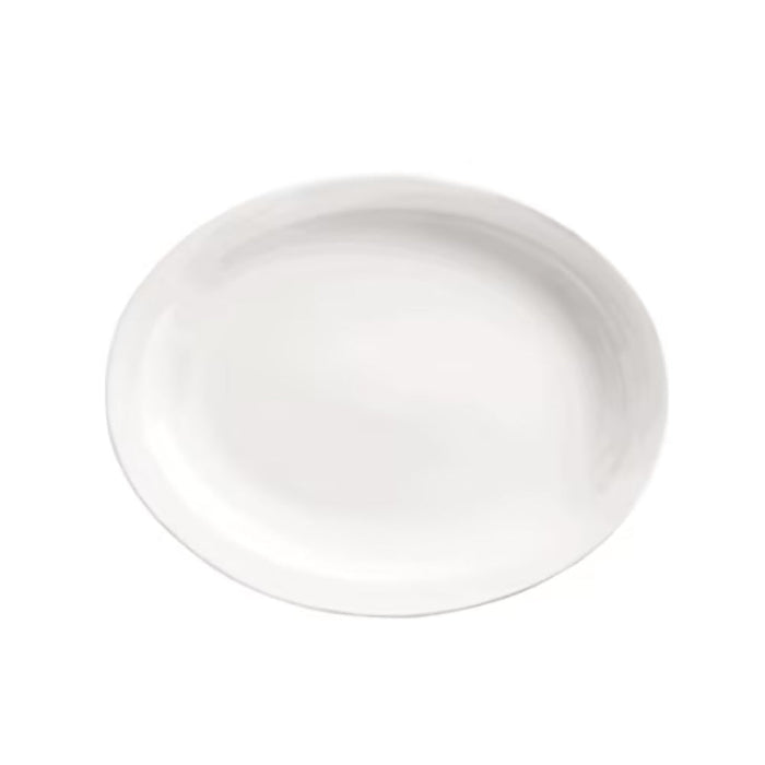 Libbey World Tableware Porcelana 9.75" x 7.3" White Oval Narrow Rim Platter - 840-520N-9