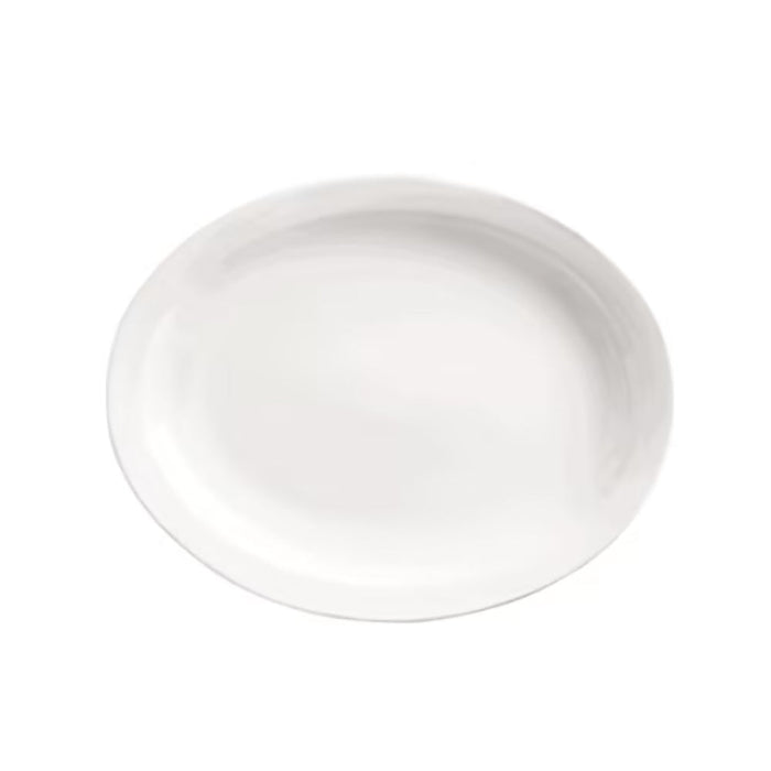 Libbey Porcelana 9.75" x 7.3" White Oval Narrow Rim Platter - 840-520N-9