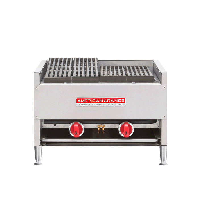 American Range AECB‐24 24" Natural Gas Countertop Char-Rock Charbroiler - 70,000 BTU