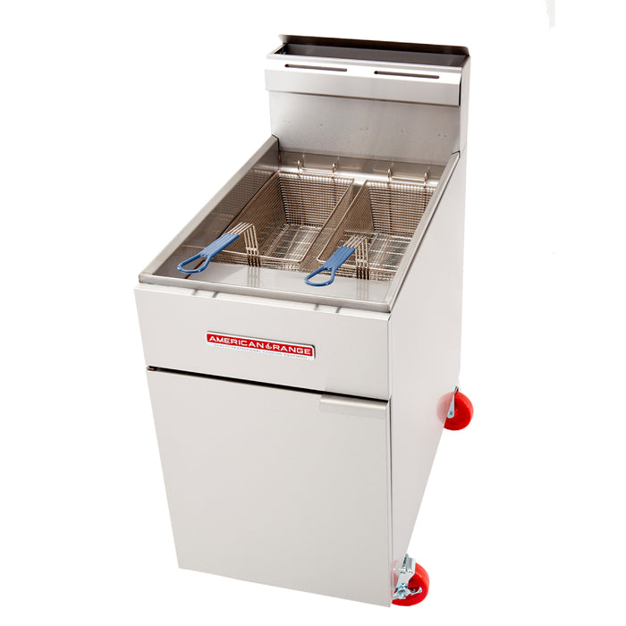 American Range AF-75 75 Lbs. Natural Gas Commercial Floor Deep Fryer - 160,000 BTU