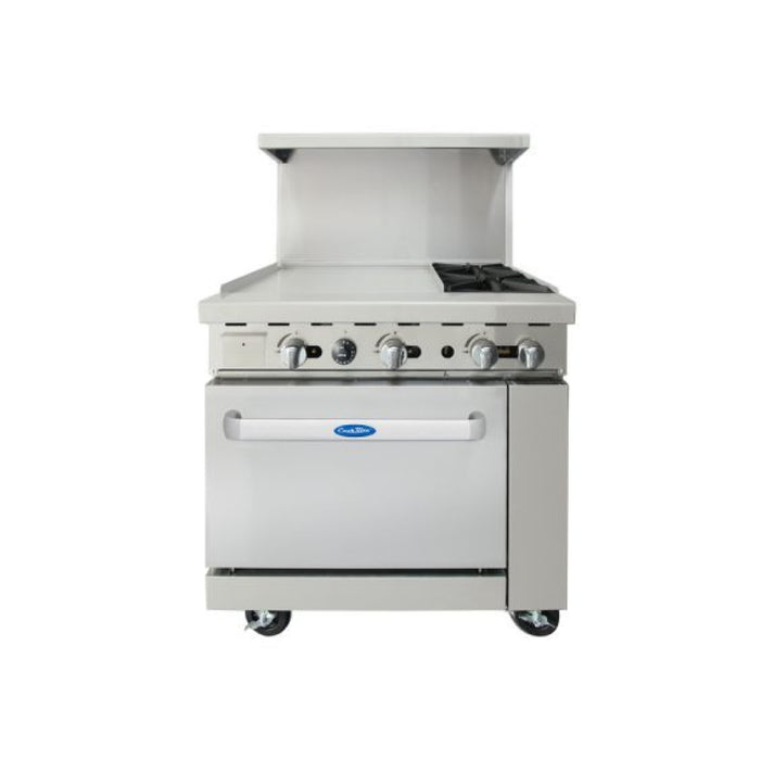 Atosa AGR-2B24GL 36" 2-Burner Range with 24" Left Hand Griddle Top