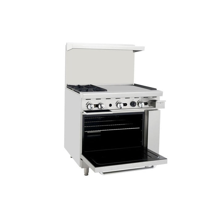 Atosa AGR-2B24GR 36" 2-Burner Range with 24" Right Hand Griddle Top