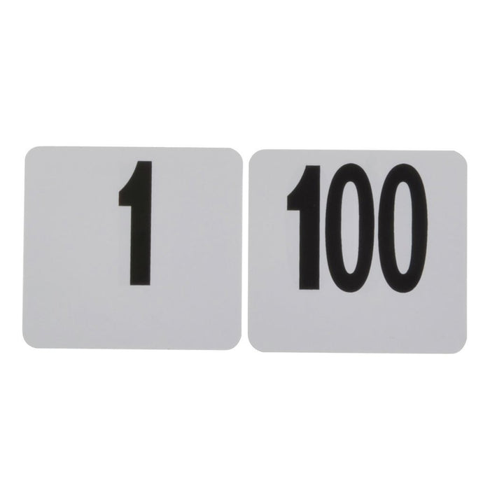 American Metalcraft 4100 4" x 4" Double-Sided Plastic Table Numbers Set 1-100