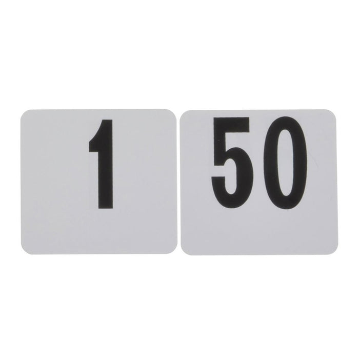 American Metalcraft 450 4" x 4" Double-Sided Plastic Table Numbers, Set 1-50