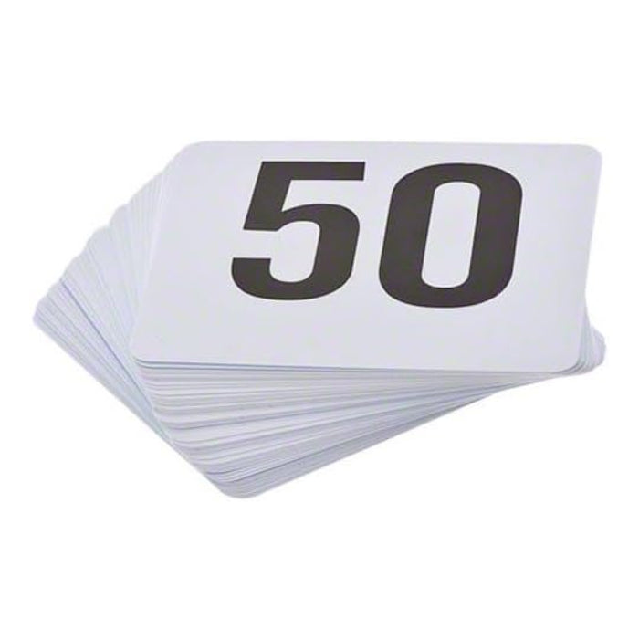 American Metalcraft 450 4" x 4" Double-Sided Plastic Table Numbers, Set 1-50