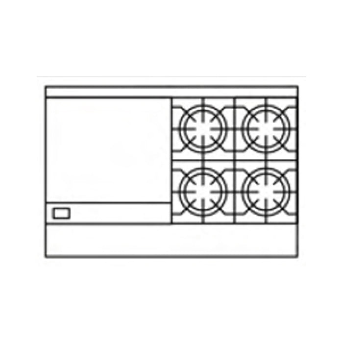 American Range AR-24G-4B 48" Natural Gas 4-Burner Restaurant Range with 2 Standard Ovens & 24" Left Griddle Plate - 222,000 BTU