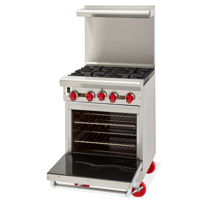 American Range AR‐4 24" Natural Gas 4-Burner Restaurant Range with Standard Oven - 155,000 BTU
