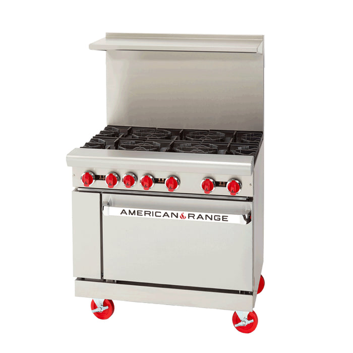 American Range AR‐6 36" Natural Gas 6-Burner Restaurant Range with Standard Oven - 227,000 BTU