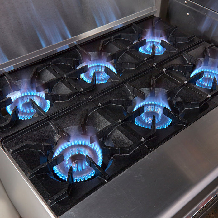 American Range AR‐6 36" Natural Gas 6-Burner Restaurant Range with Standard Oven - 227,000 BTU