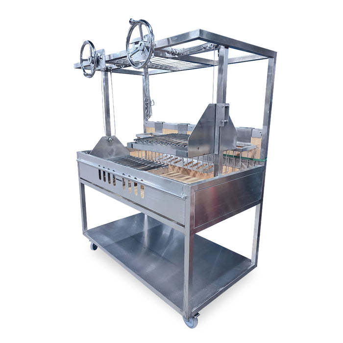 Nella 62" Argentine-Style Open Fire Mobile Wood & Charcoal BBQ Grill with 2 Cooking Grates - ARG3562