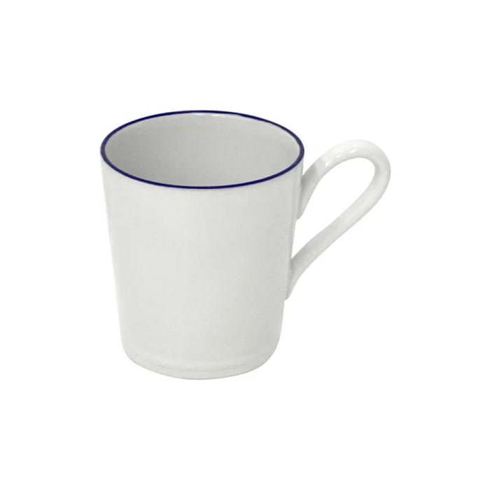 Costa Nova 12 Oz. Beja White & Blue Stoneware Coffee Mug - 6/Case - ATC132-BLU