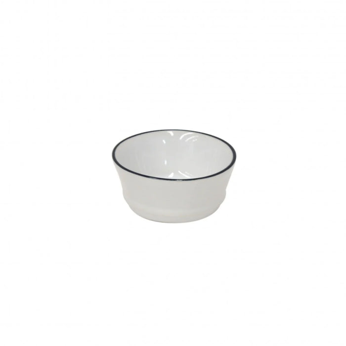 Costa Nova 2 Oz. Beja White & Blue Round Stoneware Ramekin - 6/Case - ATN071-BLU