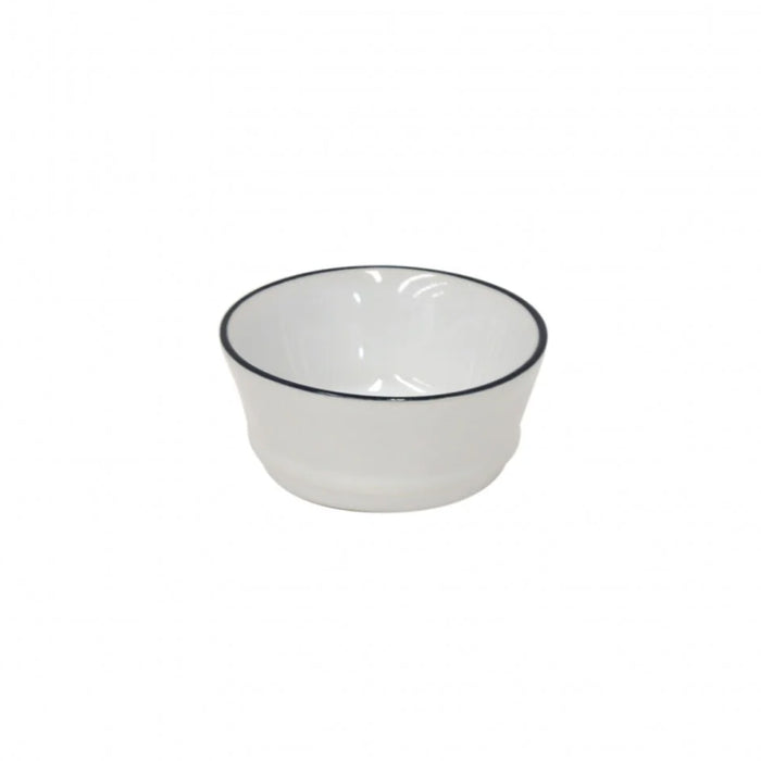 Costa Nova 4 Oz. Beja White & Blue Round Stoneware Ramekin - 6/Case - ATN091-BLU