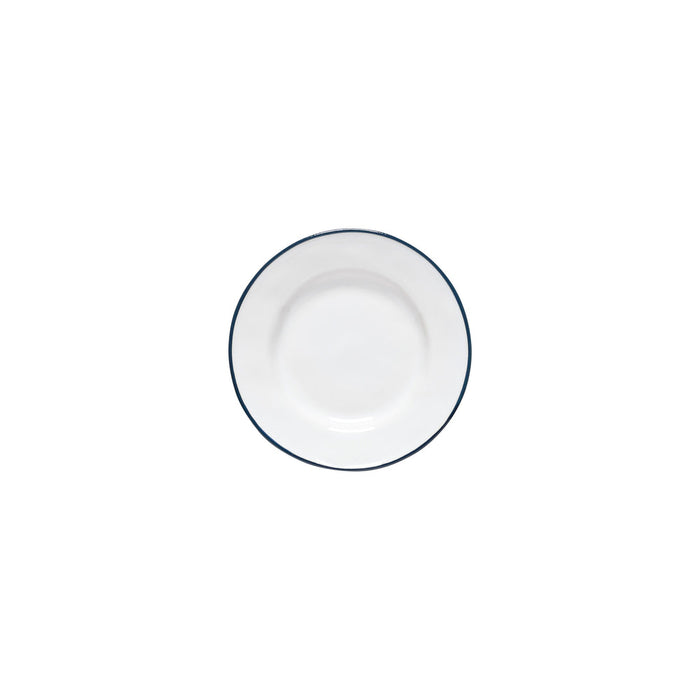 Costa Nova 5.8" Beja White & Blue Round Stoneware Appetizer Plate - 6/Case - ATP151-BLU