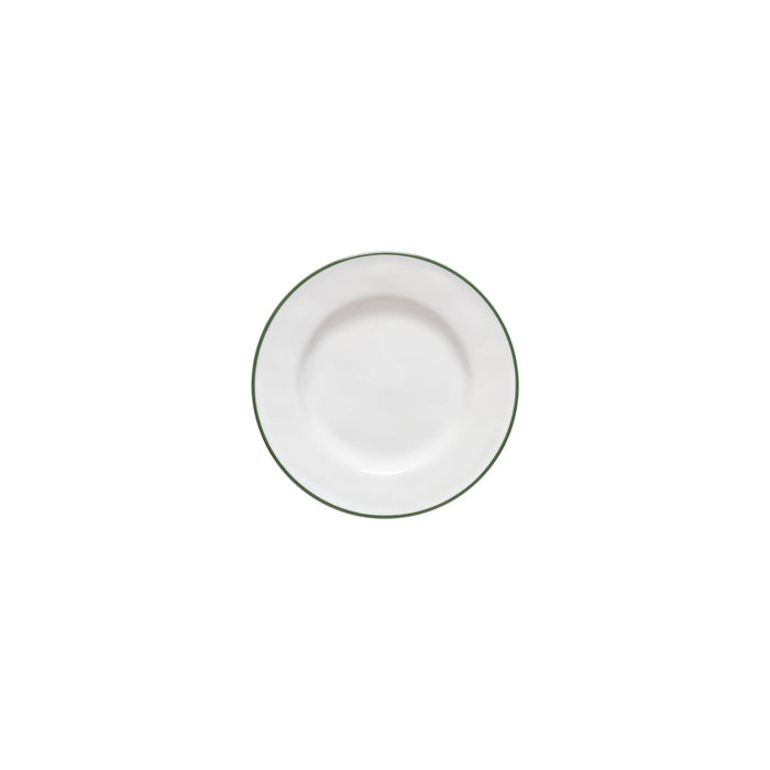 Costa Nova 5.8" Beja White & Green Round Stoneware Appetizer Plate - 6/Case - ATP151-GRN