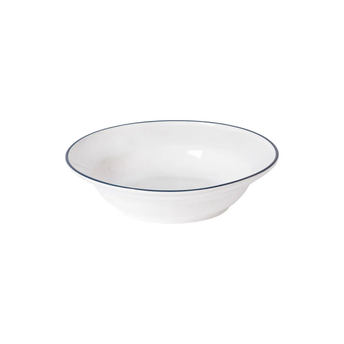 Costa Nova 8.25" Beja White & Blue Round Stoneware Pasta Plate - 6/Case - ATP211-BLU