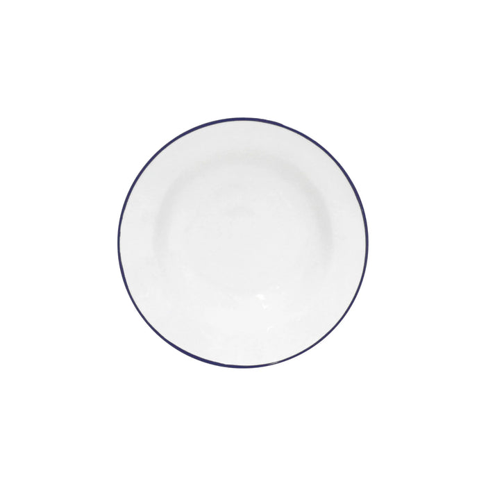 Costa Nova 8.25" Beja White & Blue Round Stoneware Pasta Plate - 6/Case - ATP211-BLU