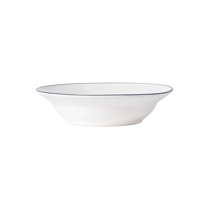 Costa Nova 8.25" Beja White & Blue Round Stoneware Pasta Plate - 6/Case - ATP211-BLU