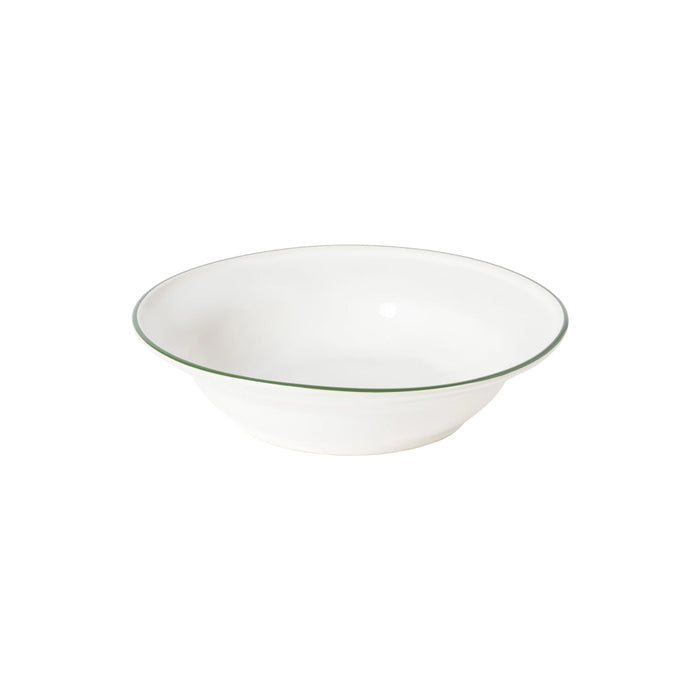 Costa Nova 8.25" Beja White & Green Round Stoneware Pasta Plate - 6/Case - ATP211-GRN