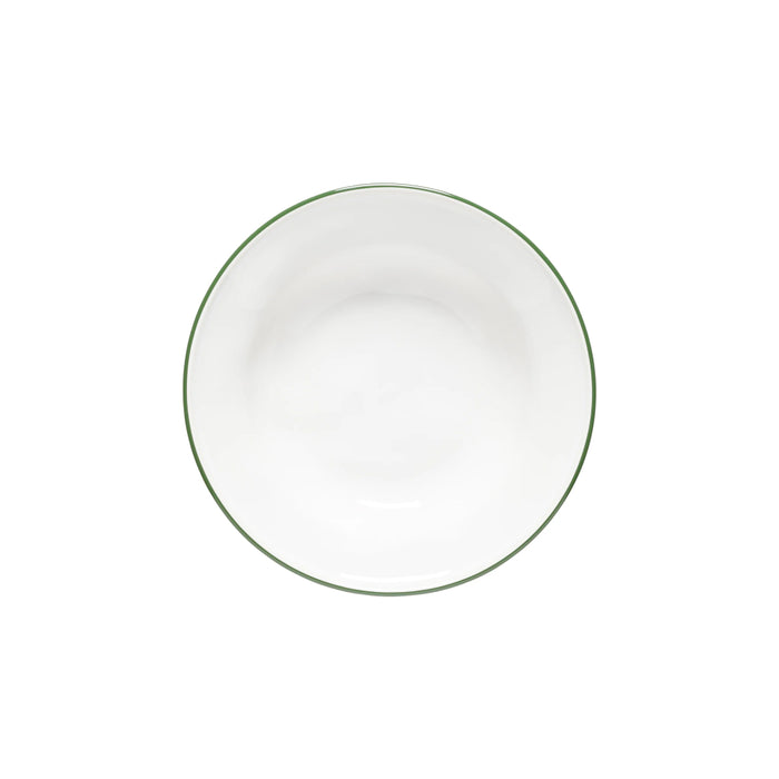 Costa Nova 8.25" Beja White & Green Round Stoneware Pasta Plate - 6/Case - ATP211-GRN
