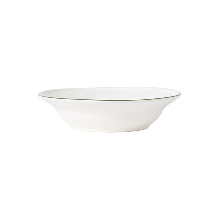 Costa Nova 8.25" Beja White & Green Round Stoneware Pasta Plate - 6/Case - ATP211-GRN