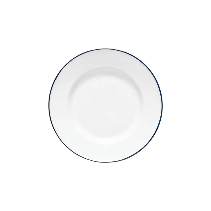 Costa Nova 8.8" Beja White & Blue Round Stoneware Salad/Dessert Plate - 6/Case - ATP231-BLU