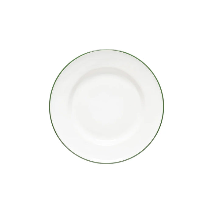 Costa Nova 8.8" Beja White & Green Round Stoneware Salad/Dessert Plate - 6/Case - ATP231-GRN