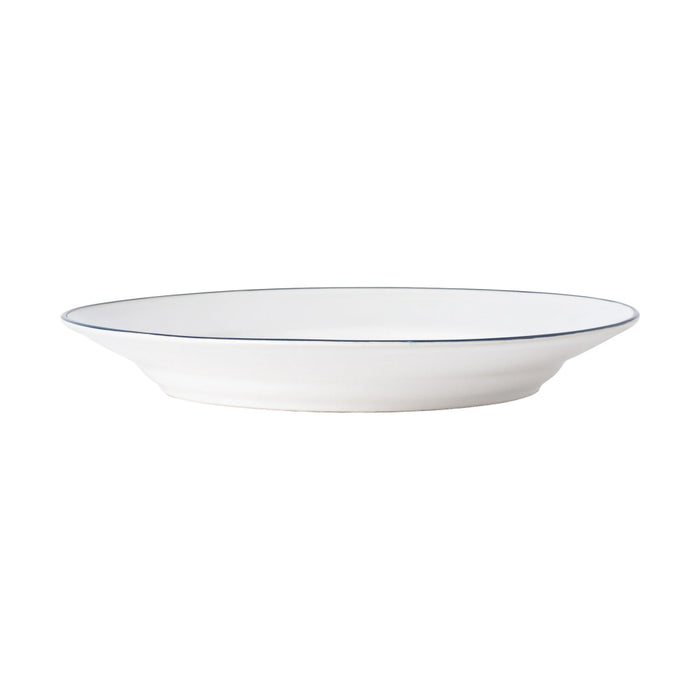 Costa Nova 11" Beja White & Blue Round Stoneware Dinner Plate - 6/Case - ATP281-BLU