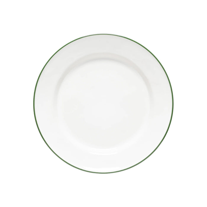 Costa Nova 11" Beja White & Green Round Stoneware Dinner Plate - 6/Case - ATP281-GRN