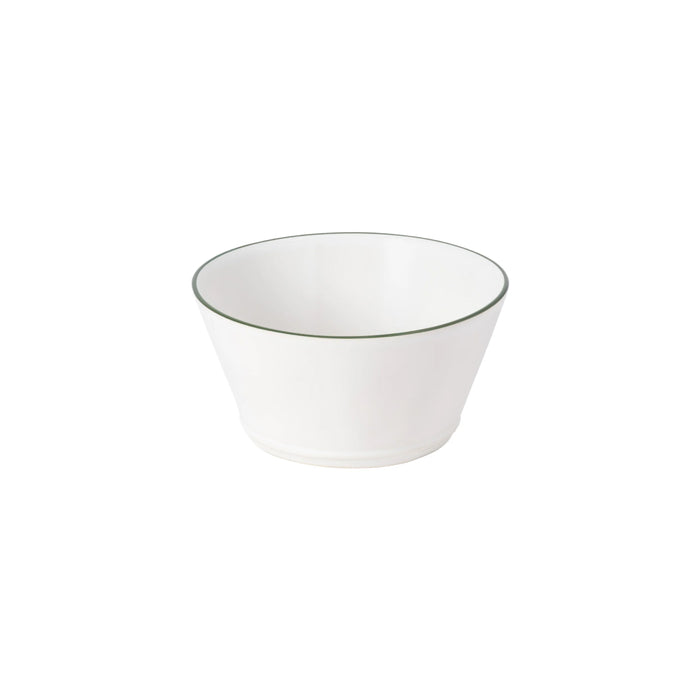 Costa Nova 15 Oz. Beja White & Green Round Stoneware Bowl - 6/Case - ATS141-GRN