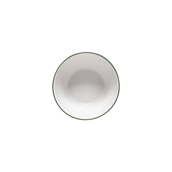 Costa Nova 15 Oz. Beja White & Green Round Stoneware Bowl - 6/Case - ATS141-GRN