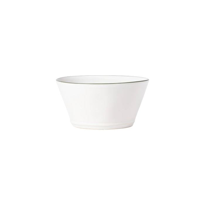 Costa Nova 15 Oz. Beja White & Green Round Stoneware Bowl - 6/Case - ATS141-GRN