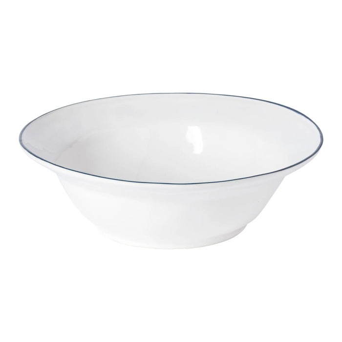 Costa Nova 11.75" Beja White & Blue Round Stoneware Salad Serving Bowl - ATS301-BLU