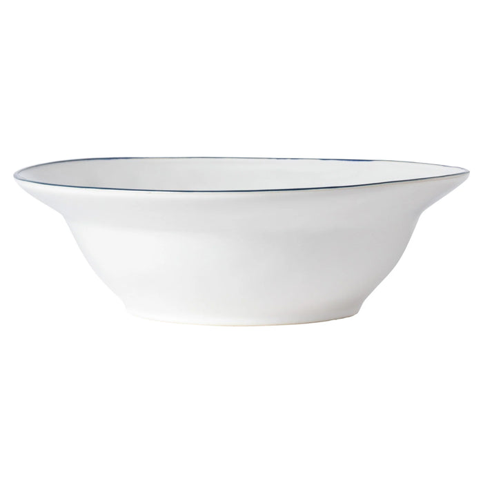 Costa Nova 11.75" Beja White & Blue Round Stoneware Salad Serving Bowl - ATS301-BLU