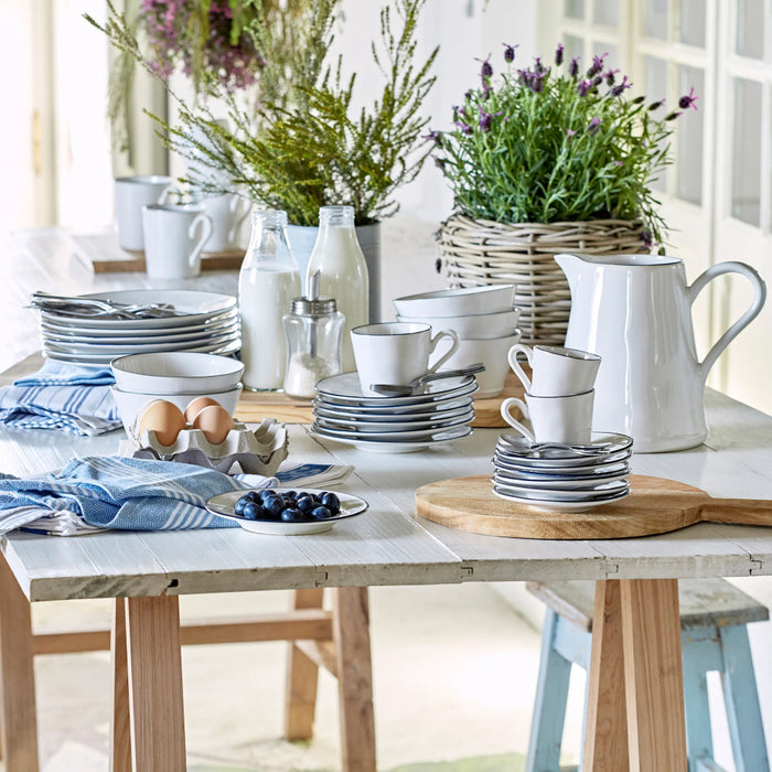Costa Nova 74 Oz. Beja White & Blue Stoneware Pitcher - ATZ221-BLU