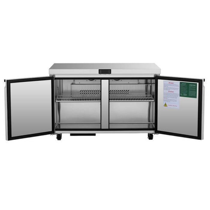 Atosa AUR60SD 60" Solid 2-Door Undercounter Refrigerator - 15 Cu. Ft.