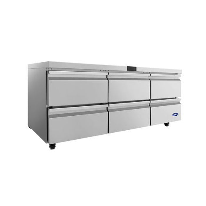 Atosa AUR72D6 72" Solid 6-Drawer Undercounter Refrigerator - 18.9 Cu. Ft.