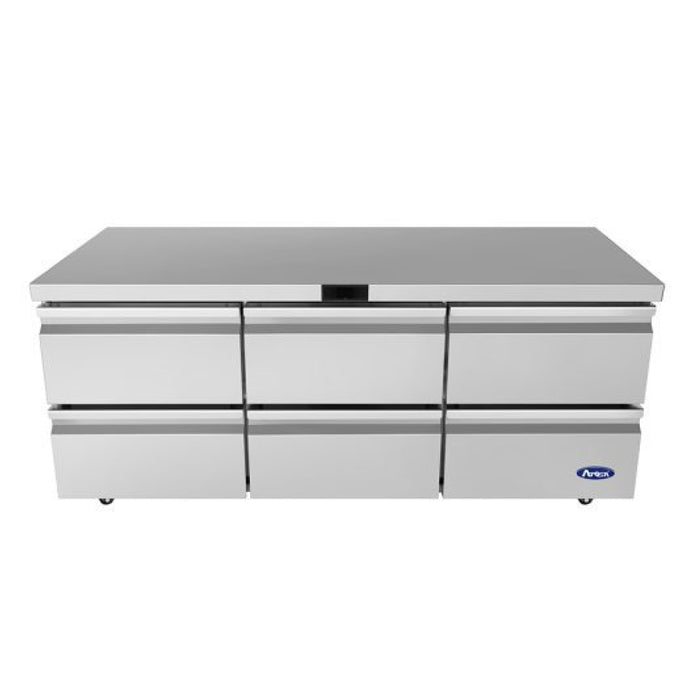 Atosa AUR72D6 72" Solid 6-Drawer Undercounter Refrigerator - 18.9 Cu. Ft.