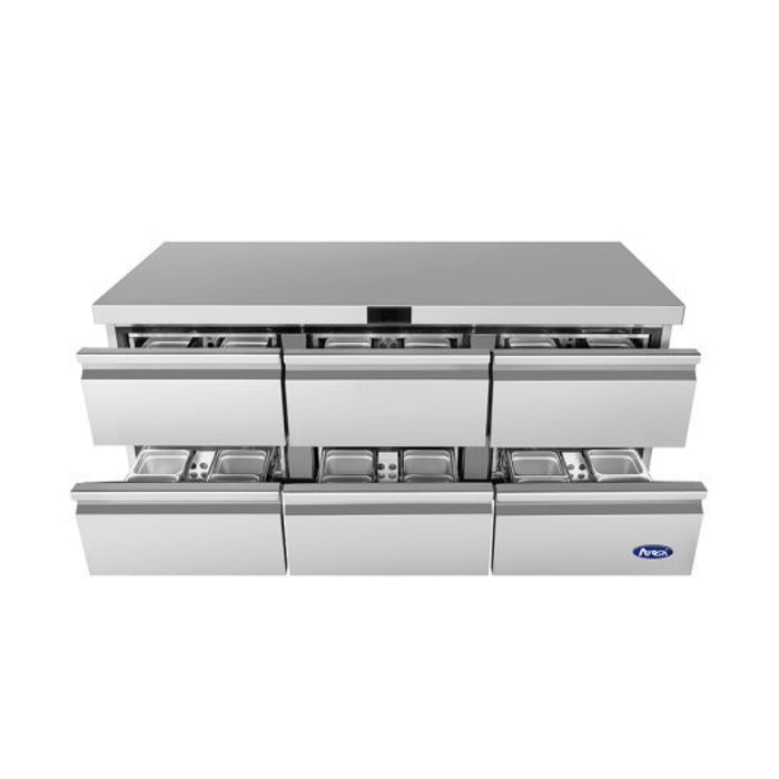 Atosa AUR72D6 72" Solid 6-Drawer Undercounter Refrigerator - 18.9 Cu. Ft.