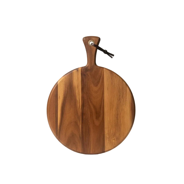 Nella 12" Round Acacia Wood Serving Board with Handle - AWPB-12R