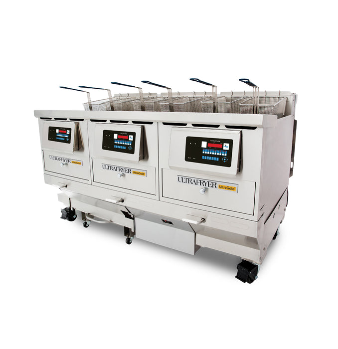 Ultrafryer B-P20-18-3-UC 75 Lb. UltraGold 3-Vat Commercial Gas Fryer - 195,000 BTU