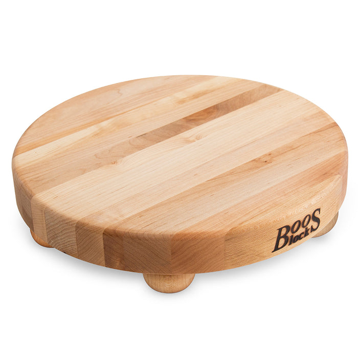 John Boos B12R 12” Round Maple Cutting Board with Bun Feet