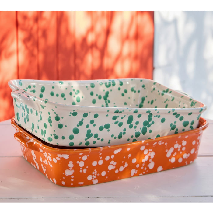 Costa Nova 13.75" x 9.5" Rafaela Rectangular Tangerine Stoneware Baking Dish - VAR351-TAN