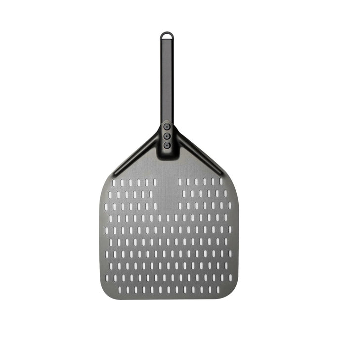 Browne 242220 14" x 12" Napolitani Aluminum Rectangular Perforated Pizza Peel with 10" Handle