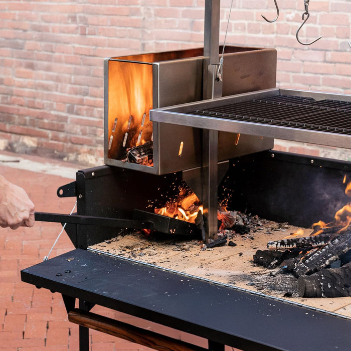 Nella 46" Argentine-Style Mobile Wood & Charcoal BBQ Grill with 18" Side Table & 1 Cooking Grate - 2304093