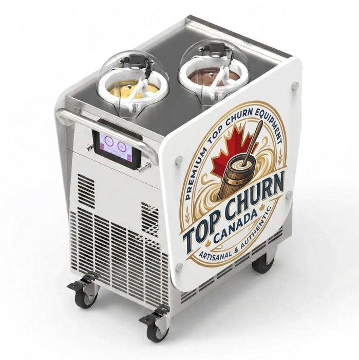 Top Churn 2-Pot Battery-Powered Commercial Ice Cream Machine Cart - DC