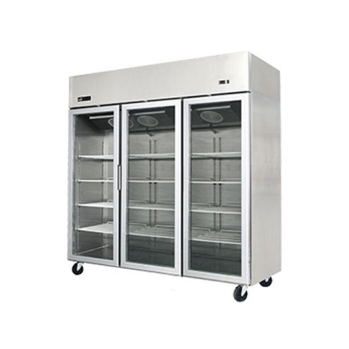 EFI C3-78GDSVC 78" Glass 3-Door Stainless Steel Refrigerated Merchandiser - 64.88 Cu. Ft.